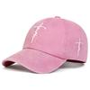 Washed Baseball Cap Embroidered Faith Cross Vintage Distressed Dad Hat Adjustable Unisex Outdoor Sun Protection