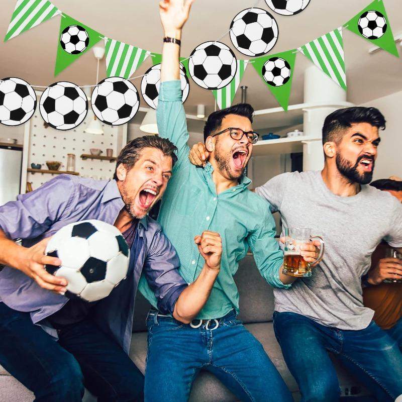 Soccer Sports Themed Party Garland, Paper Football Double Flags Banner Set for Sports Theme Parties and Birthday Celebrations