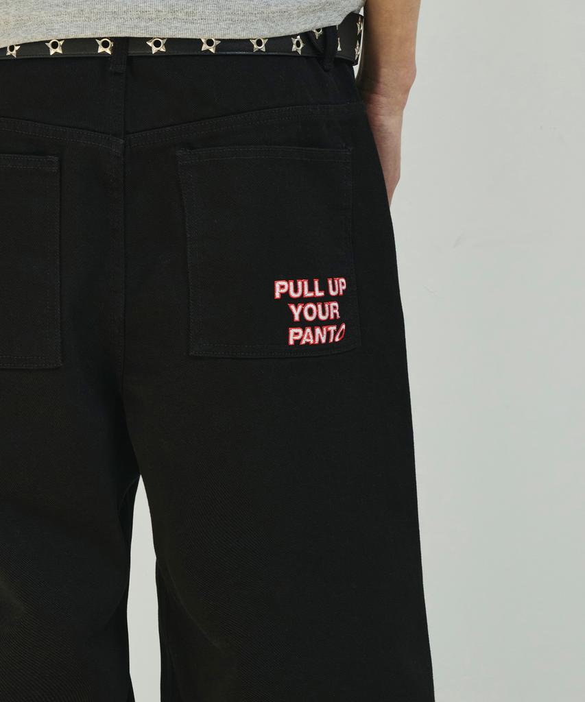 SCALLYWAG [Ryu Jung-Ran × Skelly Wung] Pull Up Straight Cotton Pants [Black]