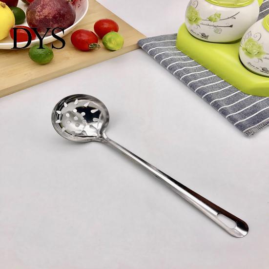 Hot Pot Spoon Soup Ladle Colander High Temperature Resistant Long Handle Stainless Steel Hanging Scoop for Kitchen