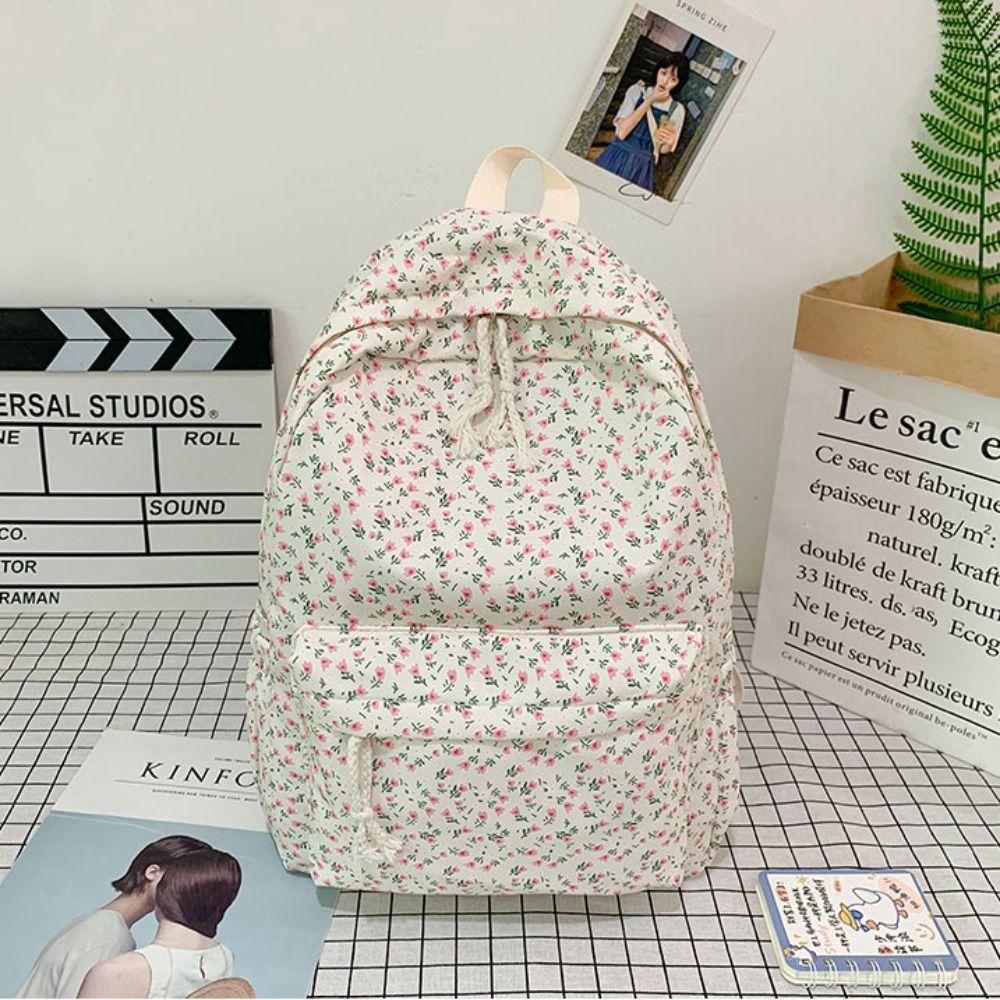 Korean Style Students School Bag Large Capacity Floral Shoulder Bag Cute Floral Backpack  School