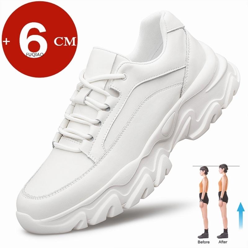 New Big Size Unisex Elevator Shoes Cow Leather Lift Sneakers Height Increase Insoles 6CM Man Daily Height Increasing Sport Shoes