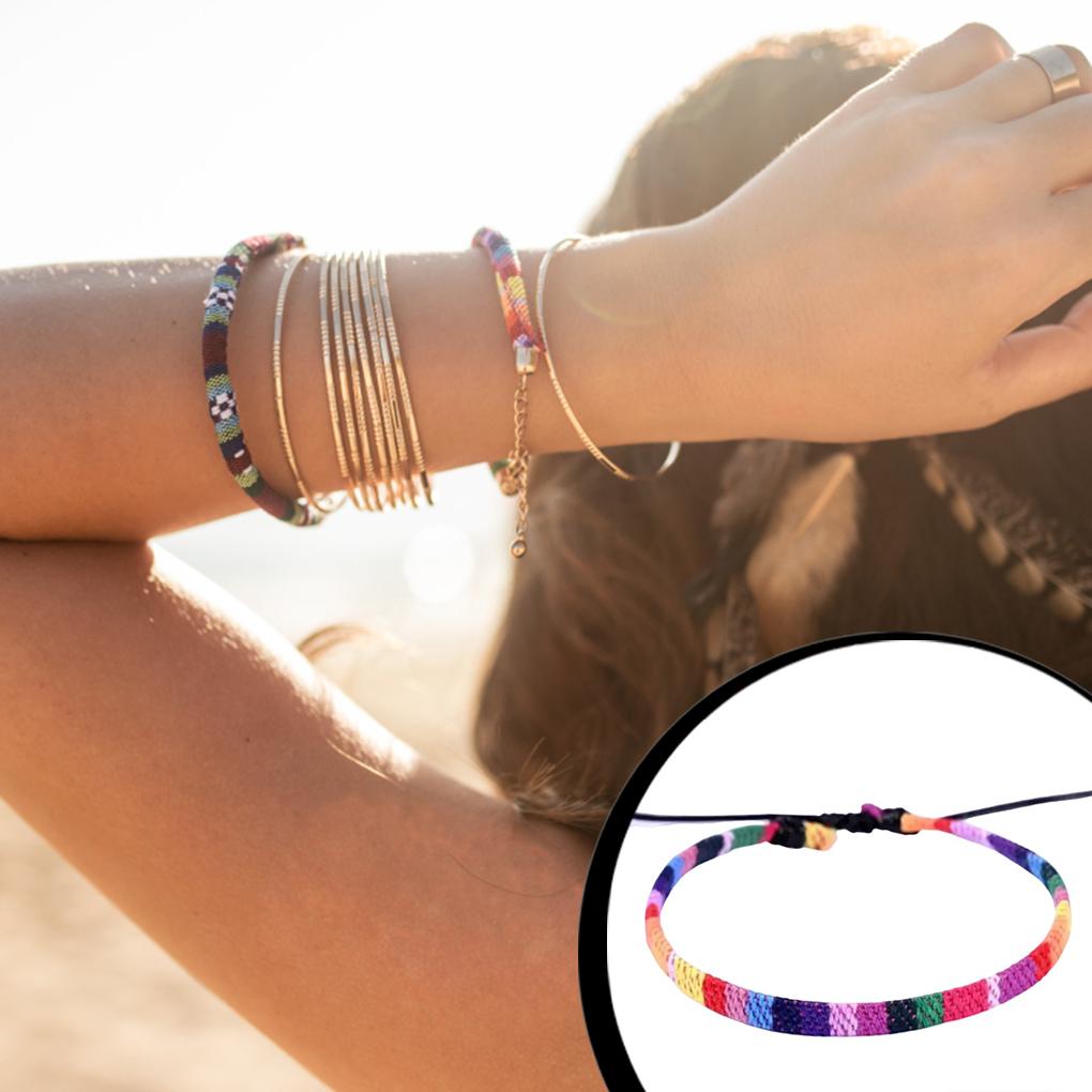 Bohemian Style Bracelets Adjustable Colorful Braided Boho Decor Bracelet Outdoor Handmade Anklet Wedding Accessories