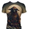 Men's 3D Printed Street Fashion T-Shirt Japanese Samurai Print Short Sleeve O-Neck Pullover Casual Top
