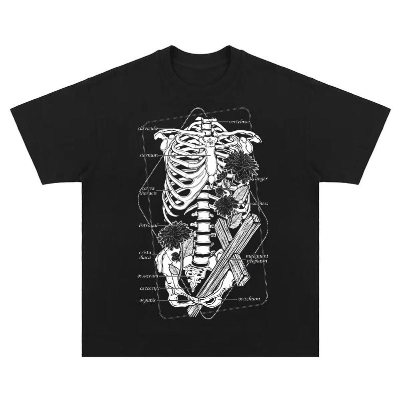 

Летняя мода 2025 Футболка Уличная одежда Графическая футболка с черепом Хлопковая Хипстерская Мужская футболка Унисекс Топы Футболки Черный Хип-хоп Простой 4XL