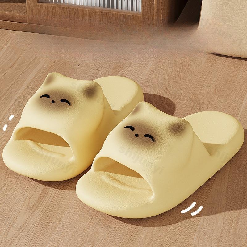 

Модные мультяшные тапочки Женские сандалии на толстой подошве 2025 Кот Летняя мода Мягкая подошва Веселые Пляжные Мужские тапочки Женские сандалии EVA Шлепанцы 44-45 жёлтый