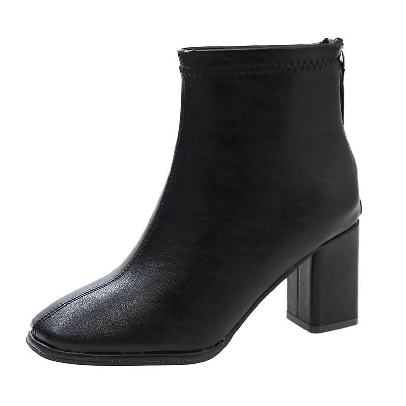 French white small short boots women's 2025 autumn and winter new high heels thin boots thick heel thin boots Martin boots