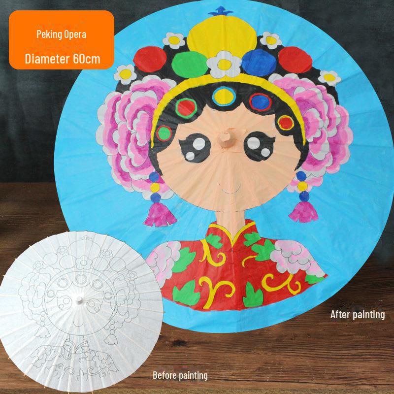 DIY Handbemaltes Weißes Ölpapier Schirm-Set für Kinder - Bastelprojekt im antiken Stil für den Kindergarten