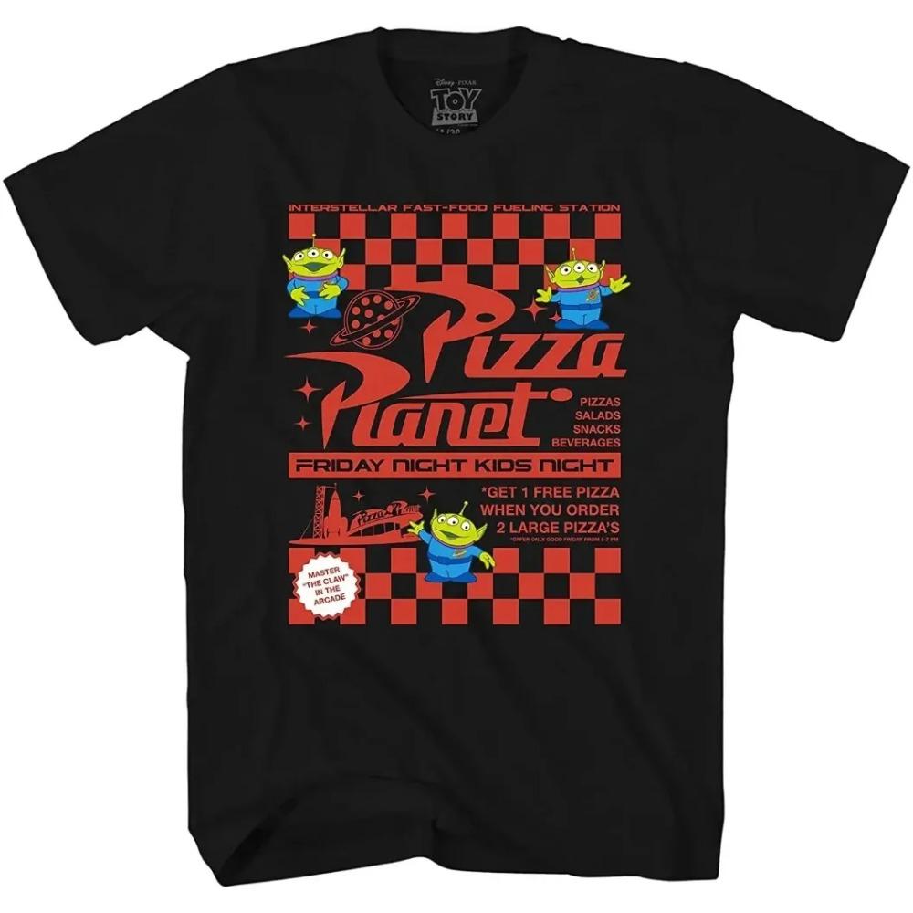 Pixar Toy Story Pizza Planet Raumschiff Neon T-Shirt Herren Damen T-Shirt Vintage Baumwolle Oversized Hip Hop Kurzarm T-Shirt Oberteile