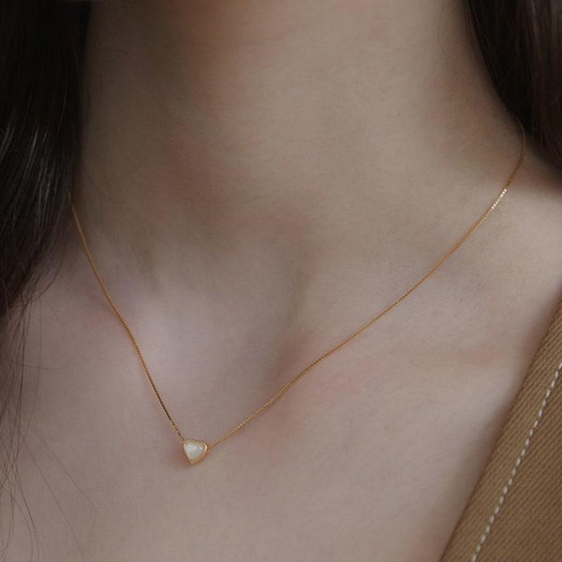 TATIANA (925 Silver) Mother-of-Pearl Heart Pendant Necklace NZ2433