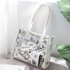 Light luxury handbag New niche design Graffiti Translucent Jelly bag Handbag Graffiti length 33cm wide 12cm high 28cm