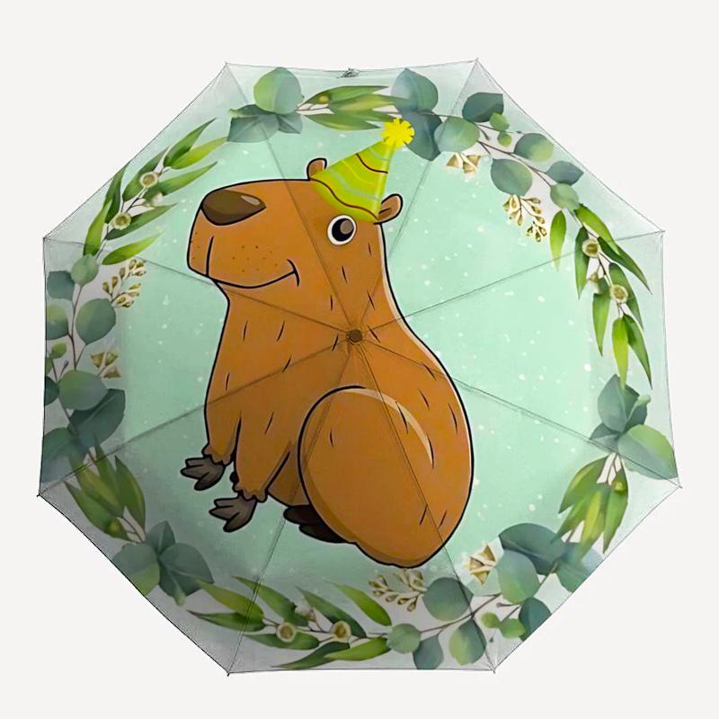 Capybara Themed Travel Umbrella-8 Ribs Automatic Opening and Closing, Portable Folding Design, Compact and Stylish Umbrella Suitable for Out