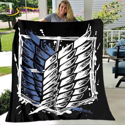 Cartoon Attack On Titan Blanket,Flannel Blanket Throw Blanket,Sherpa Warm Children's Blanket for Living Room Bedroom Beds Gift