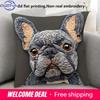 French Bulldog 2D Flat-Printed Pillow Cover: Non-Real Embroidery Magic! Sofa Cushion Cover, Home Decoration, 2D Printing