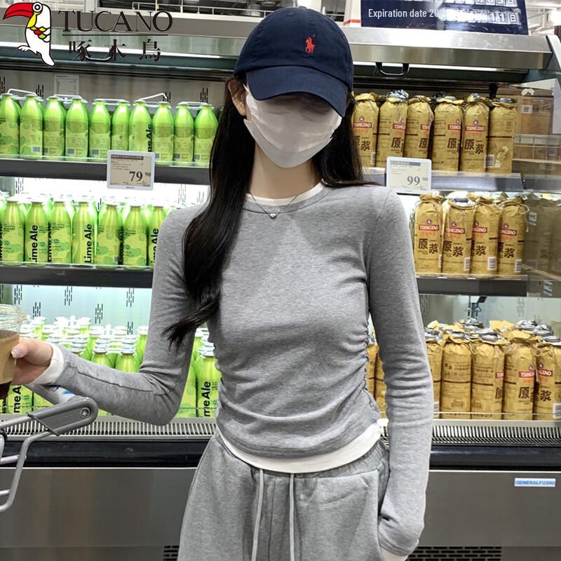 

Women s Color Block Faux Two-Piece Long Sleeve Top M