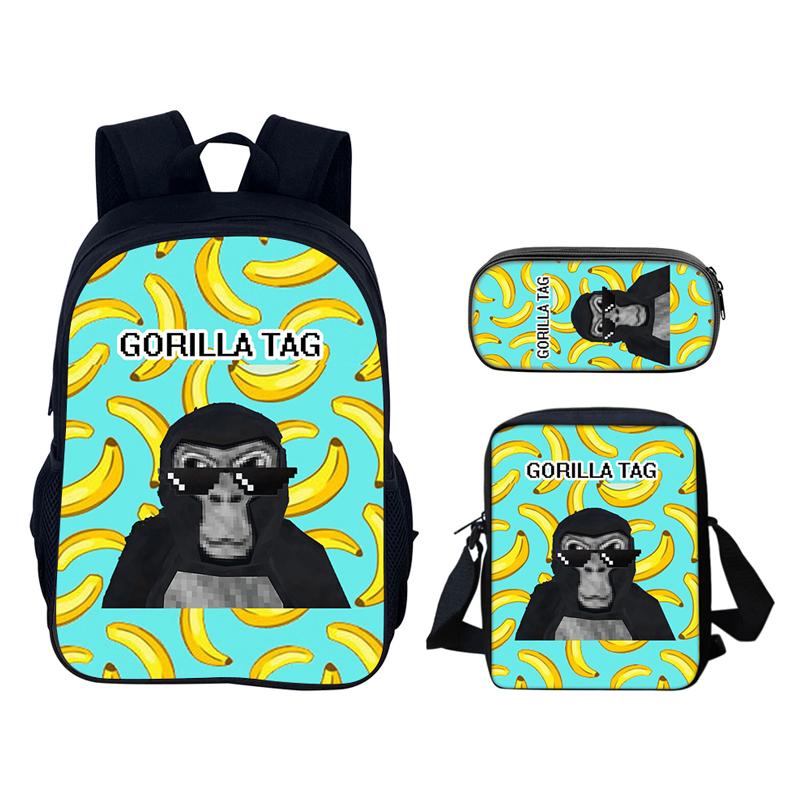 Gorilla Tag 3D Printed 3pcs/Set School Bags Laptop Daypack Backpack Inclined shoulder bag Pencil Case For Boys Girls Best Gift