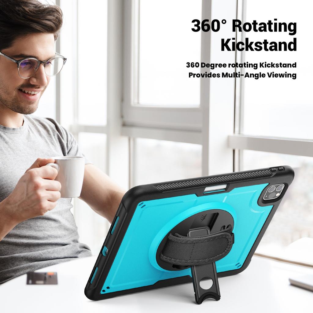 Tablet Case For iPad Air (2022)/(2020)/Pro 11 (2022)/(2021)/(2020)/(2018) PC + TPE Cover with Hand Strap and Shoulder Strap