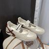 2025 New Spring and Summer Leather Mesh Color Matching Flat-soled Single Shoes Women's Round Head and One Pedal Casual Mary Jane Shoes Women