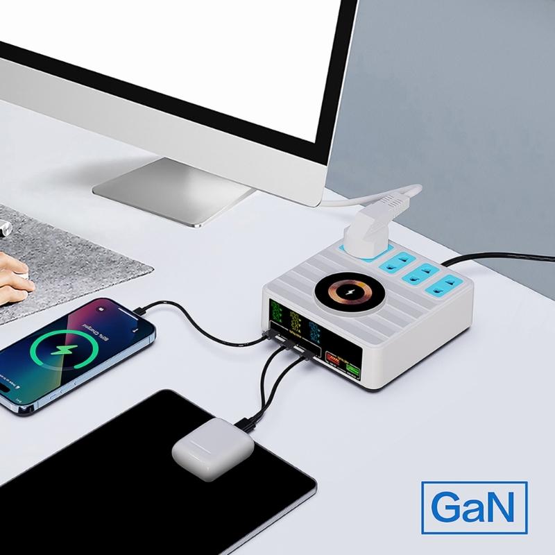140W Type C Charger Power Strips 100W 10 In 1 Desktop Charging Hub For Smartphones Tablets Multiple Devices