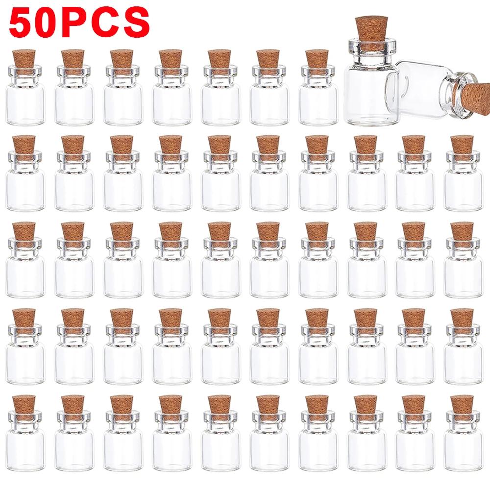 50/10Pcs Mini Clear Glass With Cork Message Bottles Empty Wishing Bottles Christmas Wedding Birthday Party Decoration Supplies