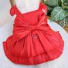 Pet Dog Gown Wedding Dress Solid Color Bow Dress