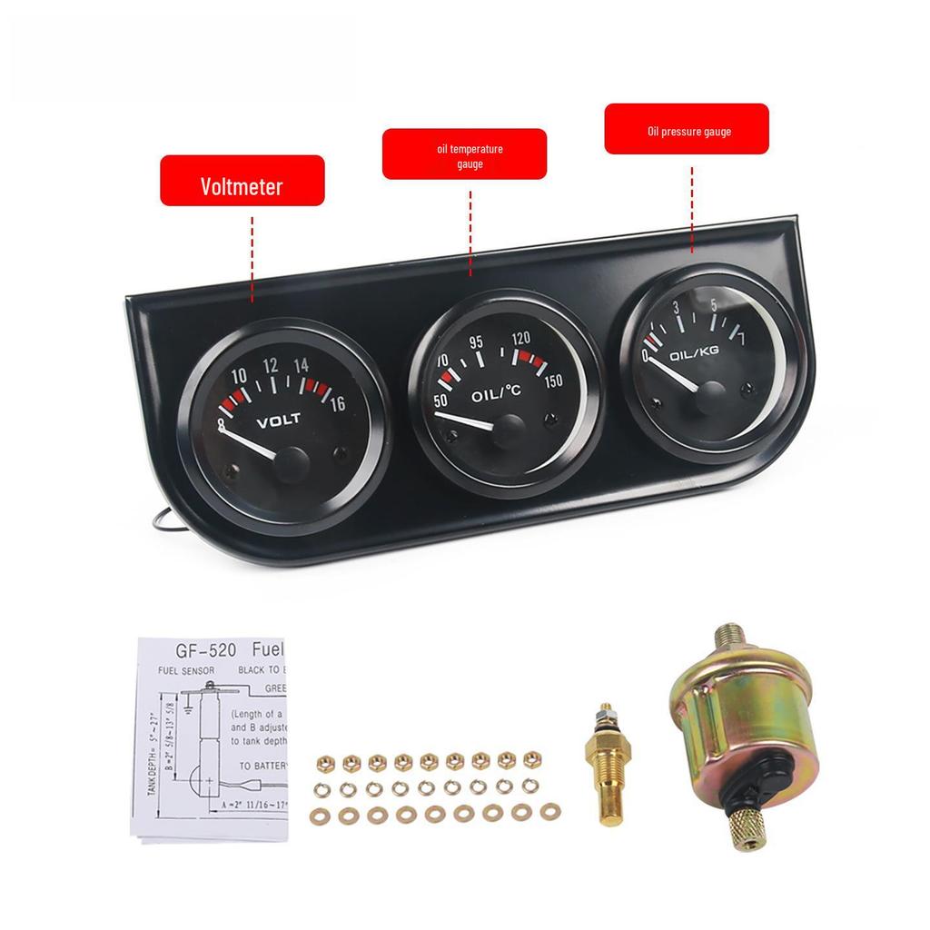 Triple Gauge Car Accessory: Voltage, Oil Pressure & Water Temperature