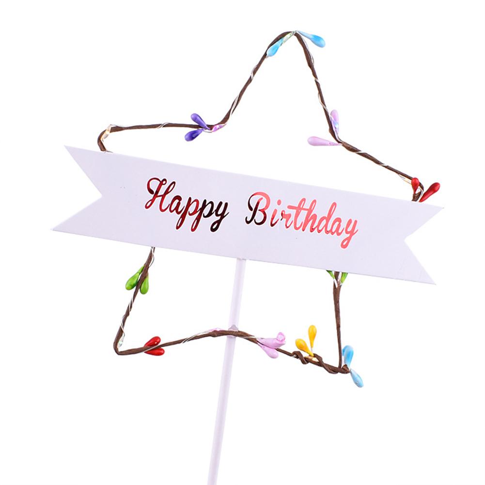 Decoraciones de Inserto para Tarta de Fiesta de Cumpleaños con Estrella de Amor LED para Cumpleaños