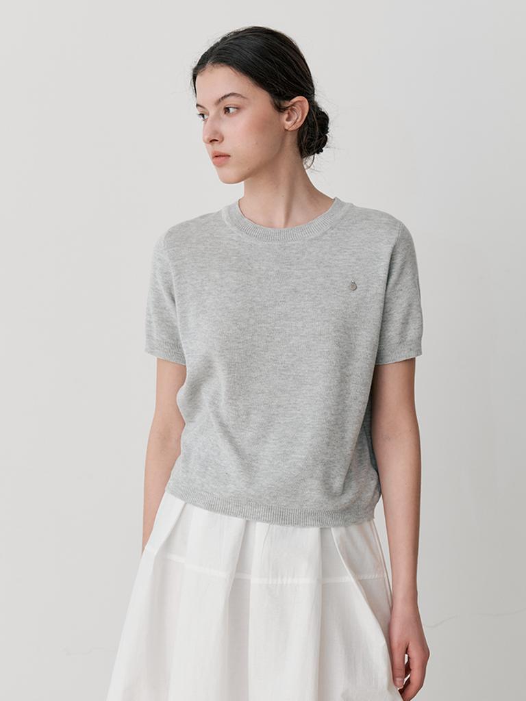 LE STUDIO Round Short Sleeve Knit (Lgy)