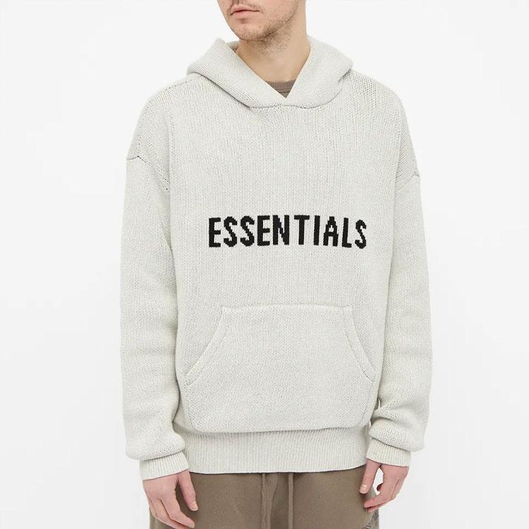 Fear of God Essentials FW21 Knit Logo Hoodie 'Oatmeal' Men's FOG-FW21-101