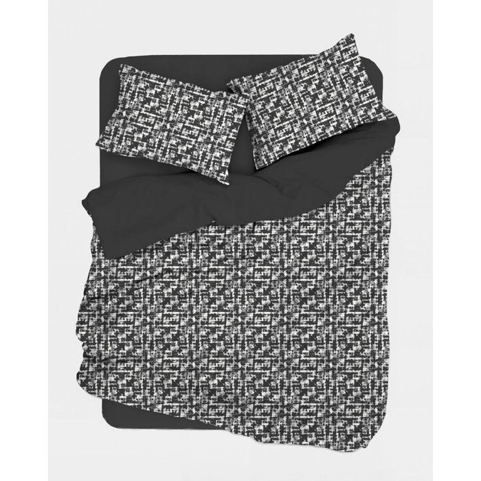 King Size Bedding Set - 1 Duvet Cover 240 X 220 Cm + 2 Pillowcases 60 X 60 Cm - 100% Reinforced Cotton - Anthracite