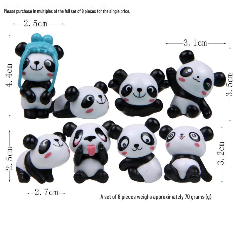 

8-Piece 3D Panda Figurine Set for Micro-Landscaping Set
