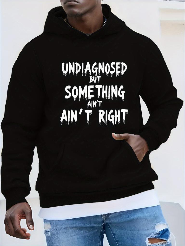 Plus Size "Undiagnosed But Something Ain't Right" Graphic hoodie - Casual Loose Fit