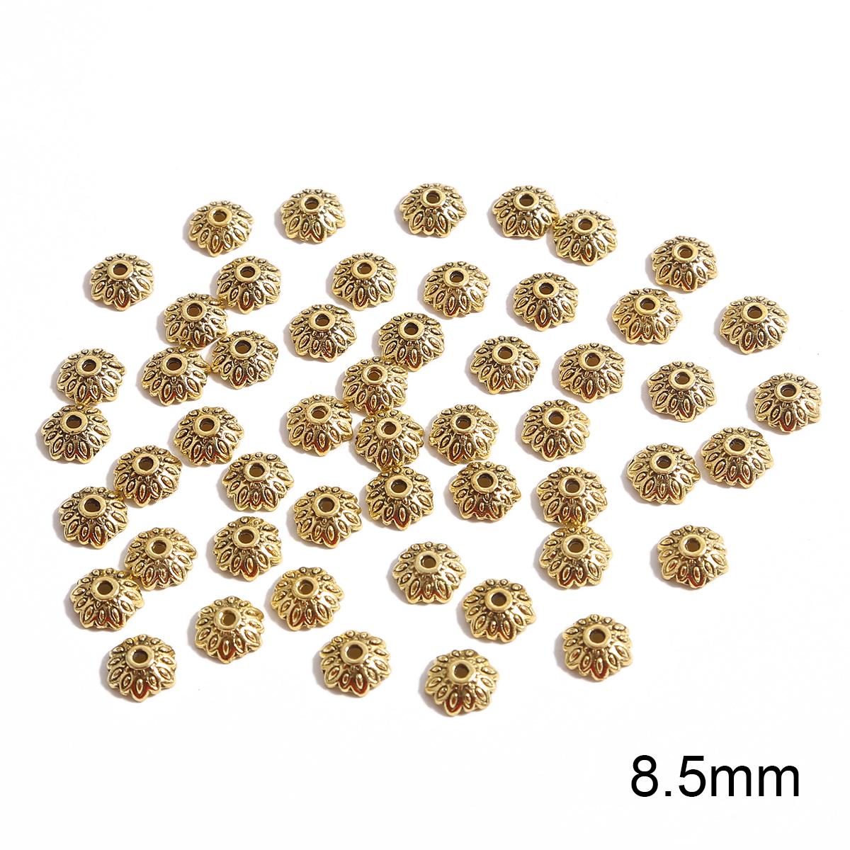 

50 шт металлические полые цветочные бусины, колпачки, коннекторы для изготовления ювелирных изделий своими руками 09 золотой