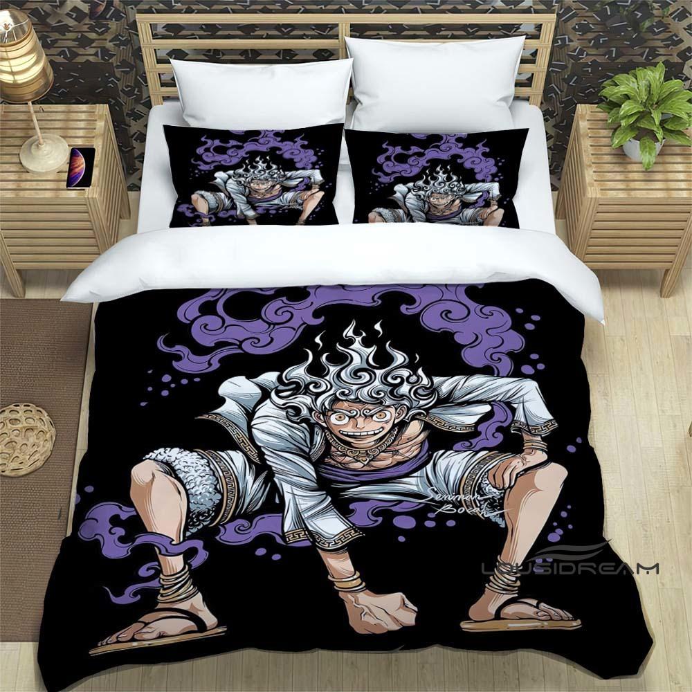 ONE PIECECartoon Monkey D. Luffy Bedding Set (duvet Cover and Pillowcases), Extra-large/large Size, Machine Washable, a Holiday