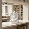 Mini Indoor Flower Pot 3D Printed Sitting Angel Figurine with Bowl, White Statue Tabletop European Style Home Decor Ornament, Multi-Purpose Holder for