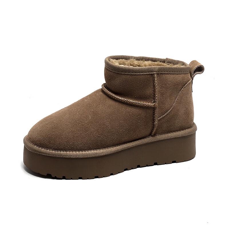 Shenbaolai Women's Warm Fleece-Lined Ankle Snow Boots