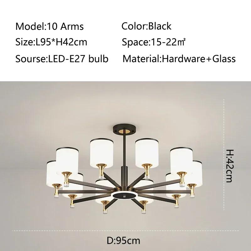 modern creative living room Chandeliers glass lampshade golden black ceiling light dining room hotel home lighting decoration
