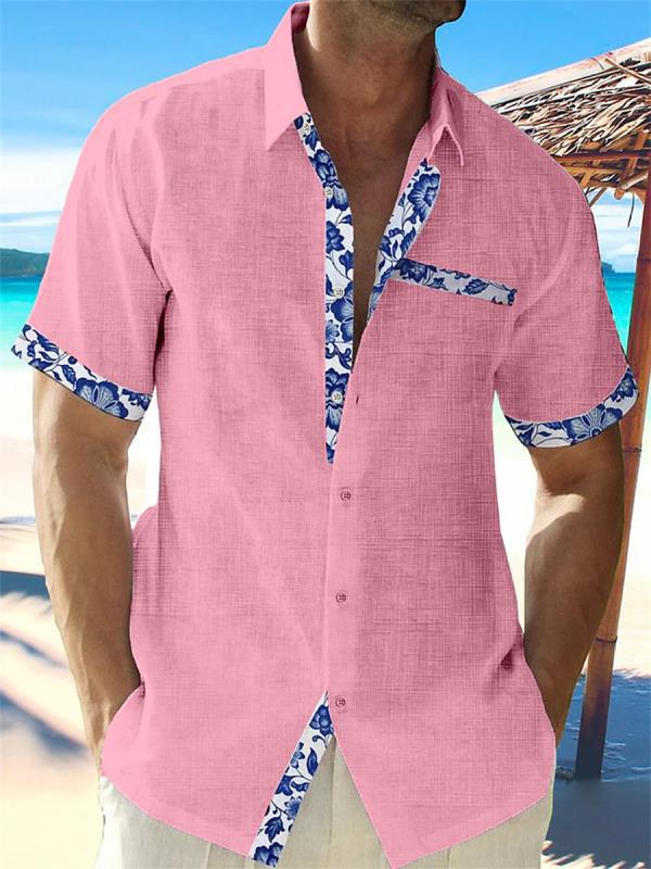 YPRS Men's 2026 Summer Floral 3D Print Short-Sleeved Beach Shirt