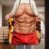 1pc Funny Hot Muscle for Man Apron - Durable Polyester BBQ Cooking Baking Apron with Muscular Male Torso Design & Flame Accents,