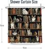 Katt Duschdraperi Biblioteksbok Kattunge på Bokhylla, Vas Blomma Boho Tyg Duschdraperier Badrumstillbehör 72x72 Tum