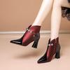 Ankle Boots Mother Thick Heel Metal Sequin and Velvet Warm Latin American New Women's Boots Pointed Toe Rhinestone Boots