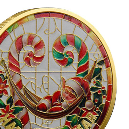 Christmas Santa Coins Double-sided Alloy Collectible Coin Colorful Pattern Festive Souvenir Coin for Christmas