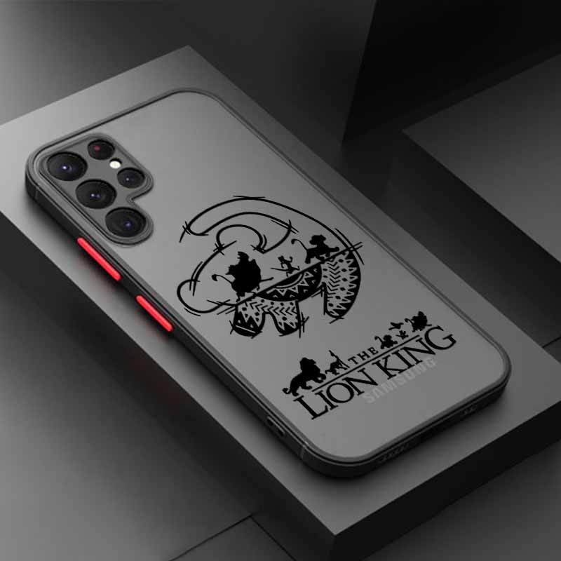 Cute The Lion King Cover For Samsung S25 S24 S23 S22 S21 S20 S10 FE Ultra Plus Lite Frosted Translucent Phone Case