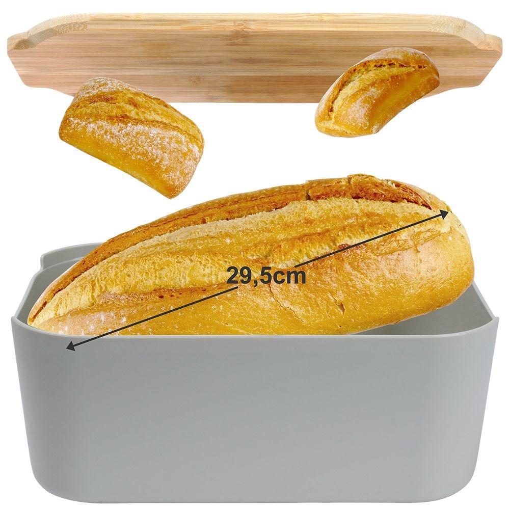 BREAD BOX WITH BAMBOO BOARD GREY 259302