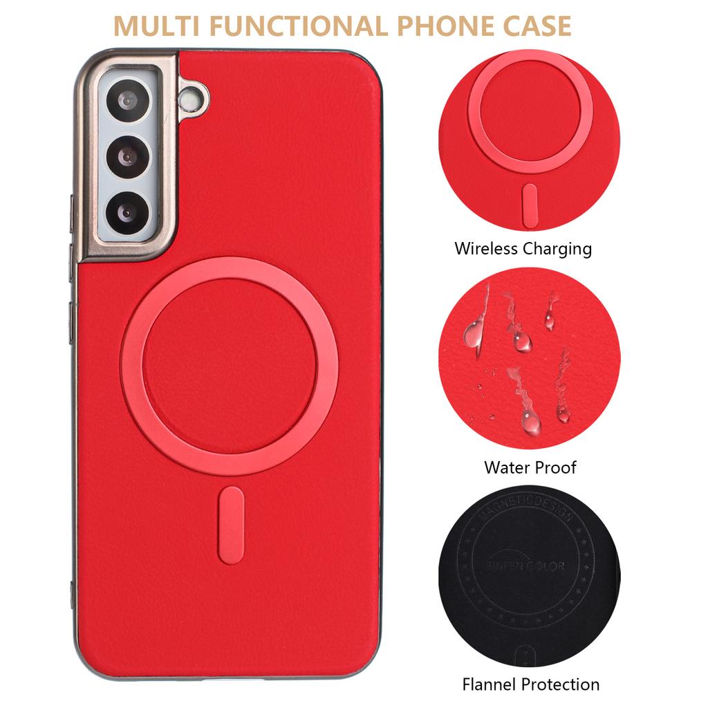 For Samsung Galaxy S23 Case BINFEN COLOR BF40 Compatible with MagSafe Electroplated PU+TPU Phone Back Cover