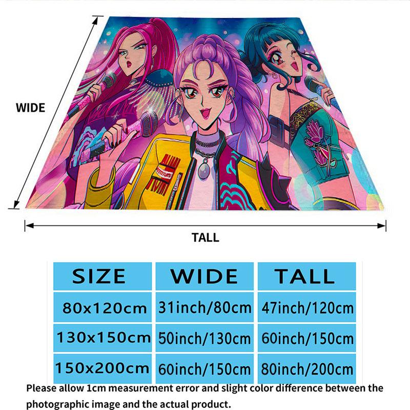 1PC Kpop Demon Hunters Patterned Flannel Blanket Suitable For All Seasons For Home Decor Warmth And Comfort Gifts Holiday Present