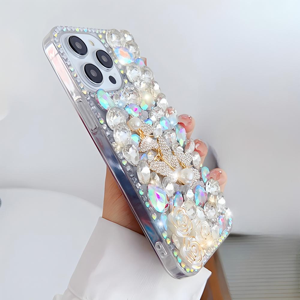 Glitter Bling Rhinestone Butterfly Rose Phone Case For XiaoMi 15 Ultra 14 Pro 14T 14A Plus 13 Lite 13T 12 12T 12S 12X 5G
