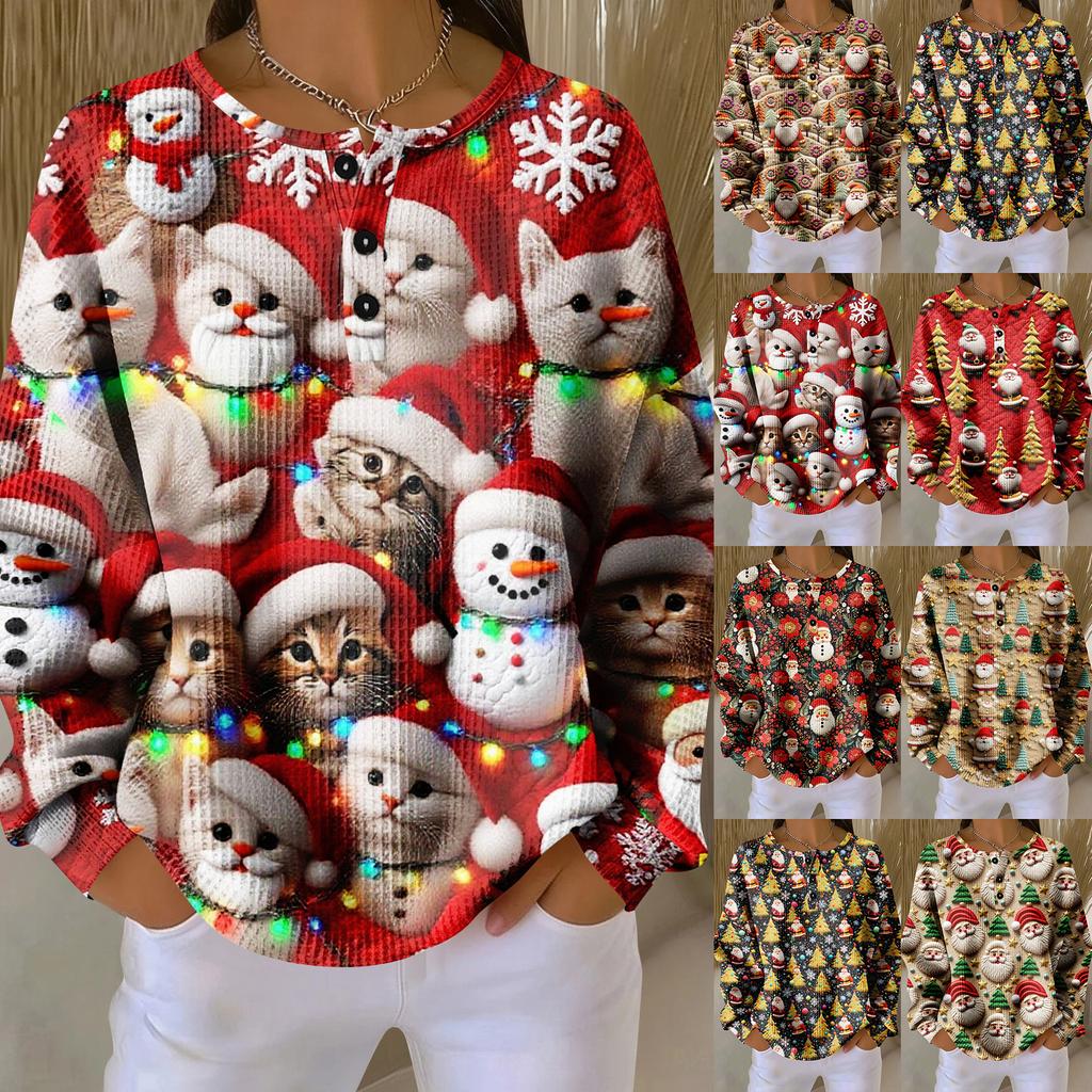 Women's Casual Shirts Long Sleeve Tops Button Up V Neck Loose Knit Fall Favorites For Women