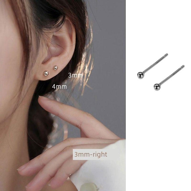 

Sterling Silver Stud Earrings for Women S999 Pure Silver Ear Bar Ear-Caring Earrings New Arrival 2024 Best Selling Ball Earrings Ear Bone Stud Foot silver 3mm two (1 pair)