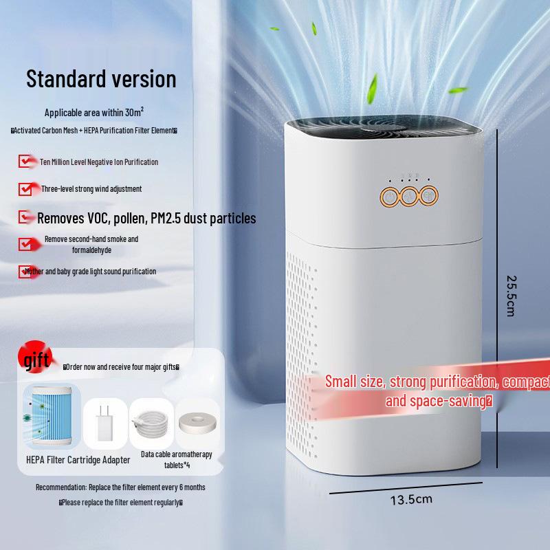 Air Purifier for Smoke, Odor, and Formaldehyde Removal with Negative Ion Technology for Home and Office